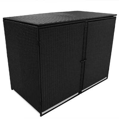 

Double Wheelie Bin Shed Poly Rattan Black 582"x315"x437"