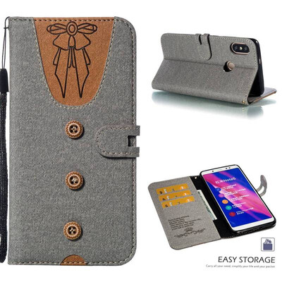

MOONCASE Millet Red Rice Note 5 Pro Stitching Embossed Womens Leather Case - Gray