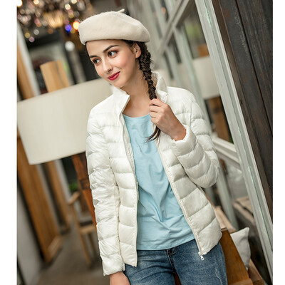 

Intercrew light down jacket female 2018 winter new Korean fashion casual light thin wild stand collar short brand down jacket female ICR4UD51A milky white L