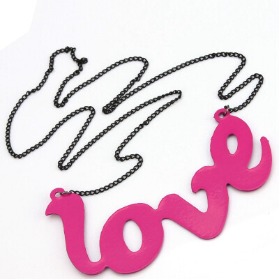 

NEW Fashion Rose Bigger LOVE Pendant Enamel Alloy Chain Sweater Necklace 60175