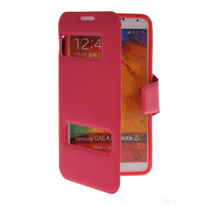 

MOONCASE View Window Leather Side Flip Pouch Stand Shell Back Case Cover for Samsung Galaxy Note 3 N9000 Hot pink