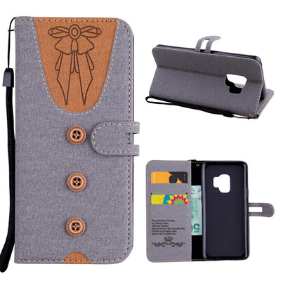 

MOONCASE Samsung Galaxy S9 stitching embossed womens leather case - gray