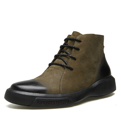 

Novel Teez Martin boots mens tide 2018 autumn new mens fashion casual boots Chelsea boots leather retro shoes