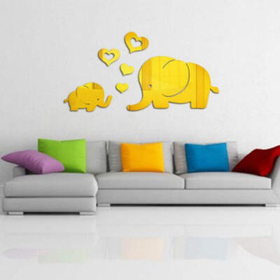 

Elephant Wall Decor Mirror Sticker DIY Removable Art Baby Kids Room Mural Decals