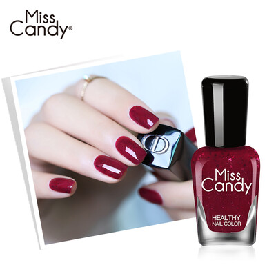 

Miss Candy Healthy Nail Polish Can Nail Polish Unscented&Environmentally Friendly Long Lasting Manicure White Red Nail Polish Long Love Dark Red NR001