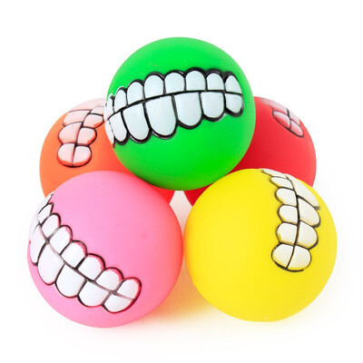 

Pet Toys Funny Pet Dog Puppy Cat Ball Teeth Toy rubber PVC Chew Sound Dogs Play Fetching Toys Tooth toy ball