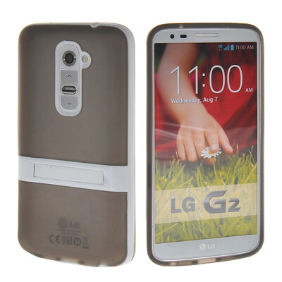 

MOONCASE Мягкие гибкие силиконовый гель ТПУ кожи с Kickstand чехол для LG G2 Серый