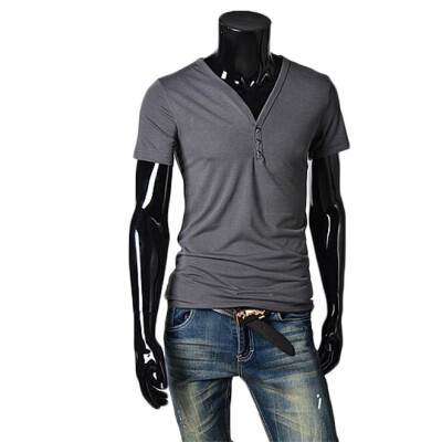 

Zogaa New Mens T-shirt V Collar Slim