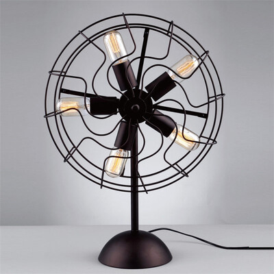 

Baycheer HL371428 Industrial Whimsical Designed Iron Fan LED Table Lamp