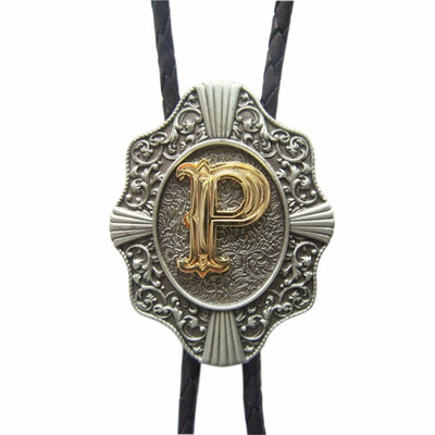 

Men Bolo Tie Original Initial Letter Western Cowboy Cowgirl Wedding Bolo Tie Leather Necklace