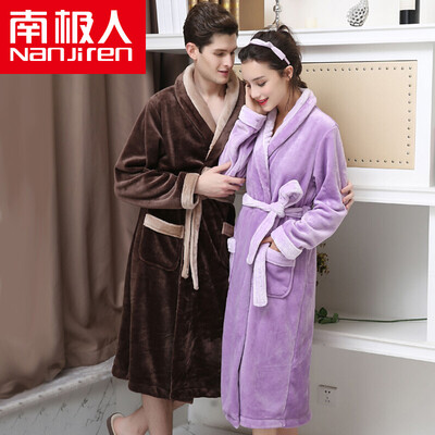 

Antarctic pajamas home service thick flannel long-sleeved bathrobe couple pajamas men&women autumn&winter color can be worn outside gown N675X21022-2 female purple L