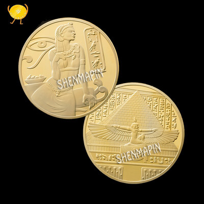 

Ancient Egyptian goddess ISIS Commemorative coins gold-plated pyramid coin religious faith souvenir collection
