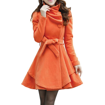 

CT&HF Women Leisure Fashion Woollen Coat Korean Temperament Elegant Pure Color Long Sleeve Coat Winter Thickening Contracted Top