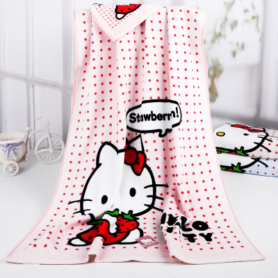 

Yaguang towel textile Hello Kitty Hello Kitty Love Strawberry cotton cartoon printing velvet towel blue 92g Article 34 76cm