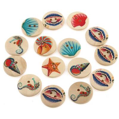 

mymei 1 Bag 100pcs Mixed Pattern Wooden Buttons Fit Sewing&Scrapbook 20mm