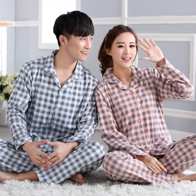 

Jingdong supermarket] Arctic velvet pajamas home service cotton couples pajamas cartoon models lattice men and women on the clubbing clothing set B541101912-4 female big lattice