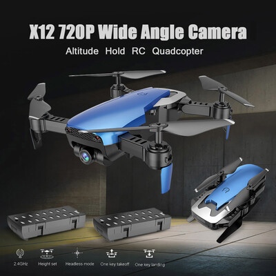 

Dongmingtuo X12 720P Wide Angle Camera WiFi FPV Drone Altitude Hold RC Quadcopter w Three Batteries