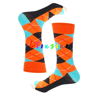 

LIONZONE Harajuku Unisex happy funny Socks Color Block Patchwork Striped Dot Print Crew high quality Cotton Casual Socks