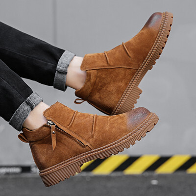 

British middle to help color youth wild casual high mens boots tooling shoes mens winter England high to help leather Martin boo