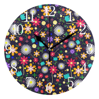 

Wall Clock Arabic Numerals Design Cute Floral Round