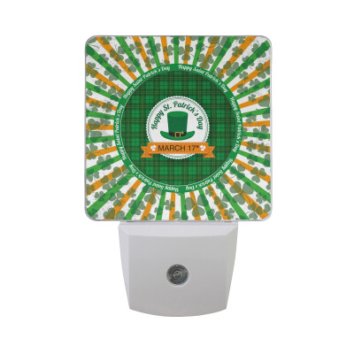 

ALAZA LED Night Light With Smart Dusk To Dawn SensorShamrocks And Green Hearts Plug In Night Light