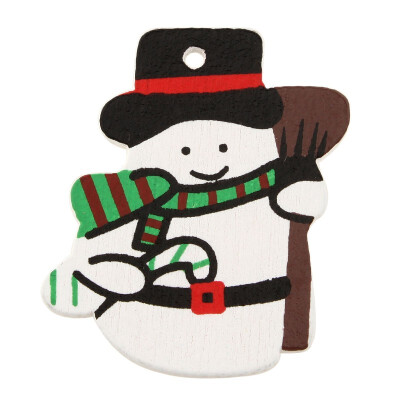 

50pcs Christmas Jewelry Santa Claus Wooden Painting Pendant Decor Hanging