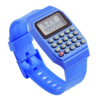 

Children Electronic Calculator Silicone Date Multi-Purpose Keypad Wrist Watches BLUE