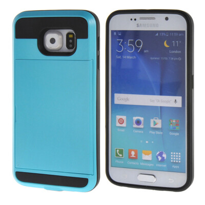 

MOONCASE ЧЕХОЛ ДЛЯ Samsung Galaxy S6 Soft Silicone Gel TPU Skin With Card Holder Protective Blue