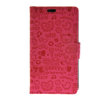 

MOONCASE Cute Little Witch Leather Side Flip Wallet Card Holder Stand Pouch ЧЕХОЛ ДЛЯ Sony Xperia E4G Hot pink