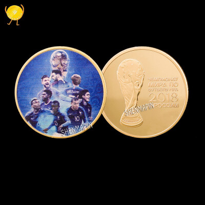 

2018 world cup French champion team commemorative coin 21st Russian world cup Hercules cup gold-plated Silver coins collectibles