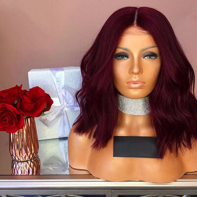 

9A Wave Lace Front Human Hair Wigs for Women Wine Red Brazilian Virgin Hair with Baby Hair 130 Density Lace Wigs10-20 inches