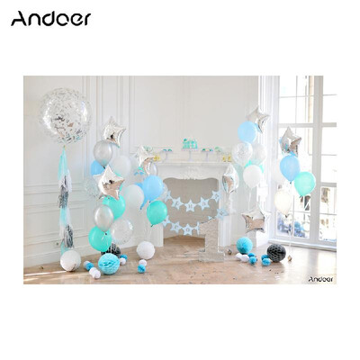 

Andoer 21 15m7 5ft First Birthday Backdrop Balloon Cake Windows Fireplace Photography Background Baby Boy Kids Photo Studio
