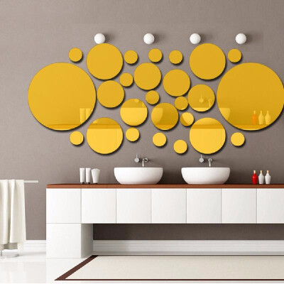 

26pcsset Acrylic Polka Dot Wall Mirror Stickers Room Bedroom Kitchen Bathroom Stick Decal Home Party Decoration Decor Art Mural