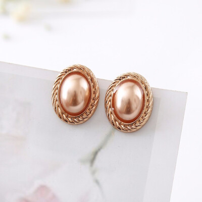 

Sweet temperament woman contracted pearl ear clip geometry web celebrity electroplating golden clip earrings alloy jewelry