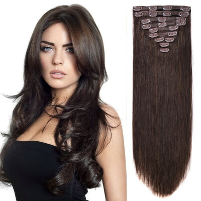 

BHF Hair Clip in Hair Extensions Triple Weft 20" Straight Highlighted Heat-Resisting Fiber Hairpiece 140g 20"