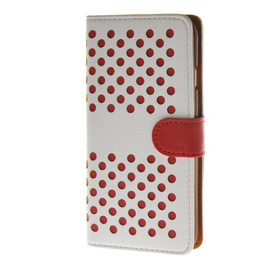 

MOONCASE горошек Слот карты Кожаный чехол Чехол Подставка Shell чехол для Apple IPhone 6 Plus (5,5 дюйма) белый красный