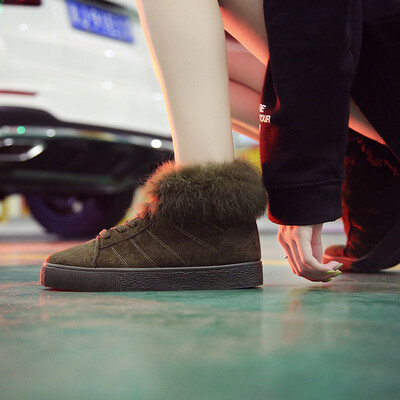 

2018 new flat-bottom winter warm casual shoes women high to help thicken fur shoes&shoes students tide shoes net red