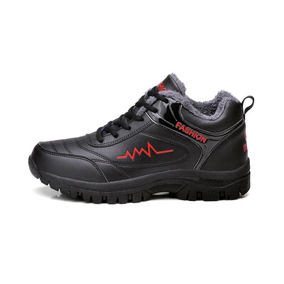 

Leather Winter Men Boots Warm Plush Sneakers Brand Outdoor Sport Shoes Comfortable Winter Boots Men Running Shoes