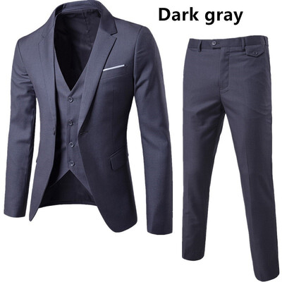 

AOWOFS New European Slim Business Casual Suits three-piece Sports Coat Vest Suit Pant Groom Groomsmen wedding one button suits S-6XL