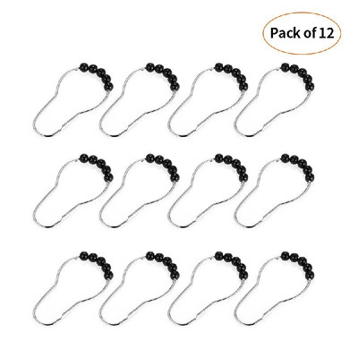 

Shower Curtain Rings Stainless Steel Hooks with Easy Glide Roller Balls Durable&Polished Set of 12 Deep Purple