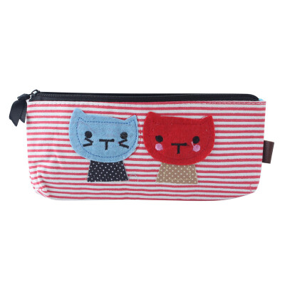 

MyMei Cat Stripe Makeup Cosmetic Bag Pen Pencil Case Coin Pouch Purses Wallet