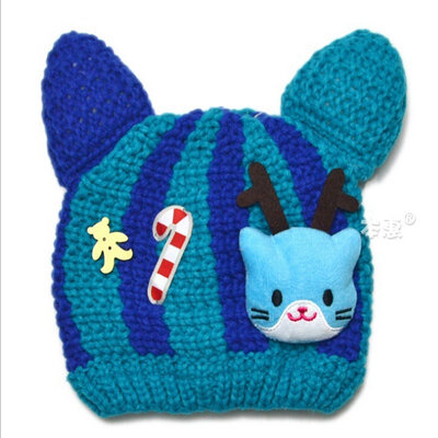 

Buebos Ninos 2015 Winter New Children Hat Cute Cat Watermelon Red Cashmere Baby Kids Girls Wool Knitted Hat