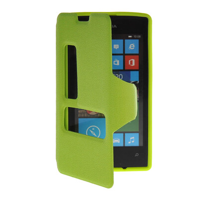 

MOONCASE View Window Leather Side Flip Pouch Hard board Shell Back чехол для Nokia Lumia 520 Green