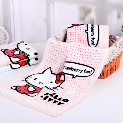 

Yaguang towel textile Hello Kitty Hello Kitty Love Strawberry cotton cartoon printing velvet towel blue 92g / Article 34 * 76cm