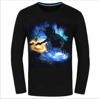 

Causul Mens Wear Night Wolf 3D Animal Printed T Shirt Men Black Cotton One-Neck Slim Fit Hip Hop T Shirt Men Clothing