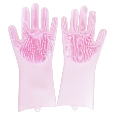 

1 Pair Dish Washing Gloves Silicone Eco-Friendly Scrubber Cleaning For Multipurpose Kitchen Bed Bathroom Hair Care