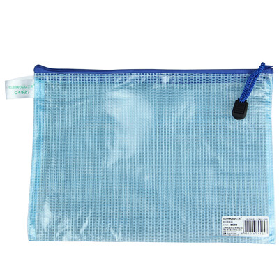

SUNWOOD C4527 A4 mesh zipper bag file bag 12 packs blue