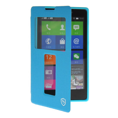 

MOONCASE View Window Leather Side Flip Pouch Stand Shell Back Case Cover for Nokia  Blue