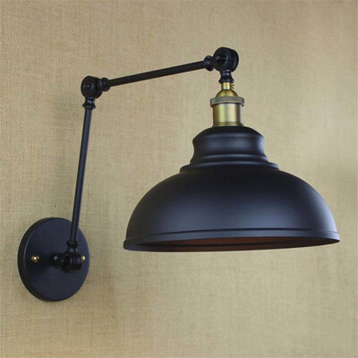 

Bacheer HL421576 12 Wide Dome Shade Industrial Adjustable LED Wall Light in Black Finish