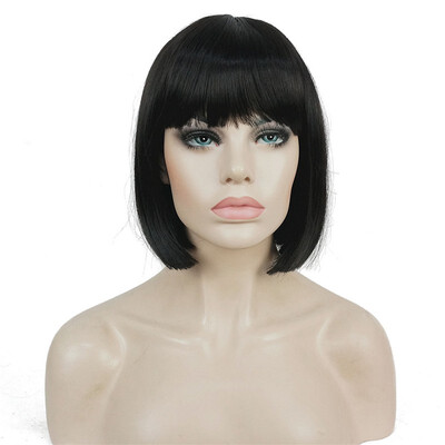 

StrongBeauty Short Bob Wig Point Part Bangs Full synthetic Wigs COLOUR CHOICES
